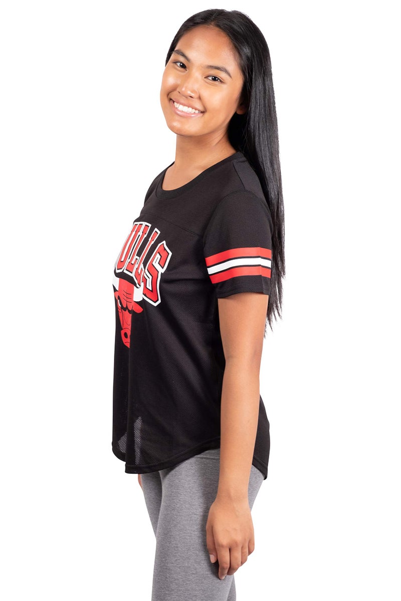 Ultra Game NBA Official Women's Soft Mesh T-Shirt, Chicago Bulls, Black, Medium - Image 2